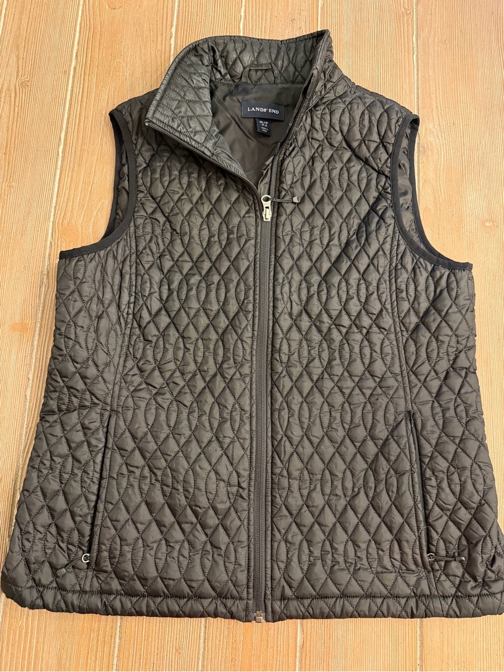 Lands' End Women's Quilted Zip-Front Vest -Black
